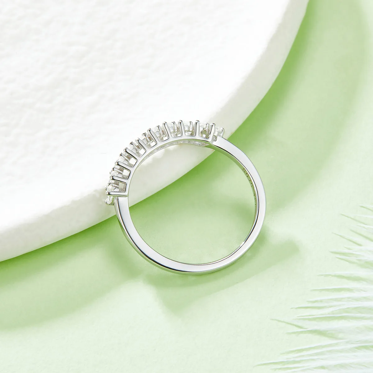 Pear Band Ring S925 White-Gold-Plated Silver Moissanite Anniversary Ring Women's Ring 1.0ct D