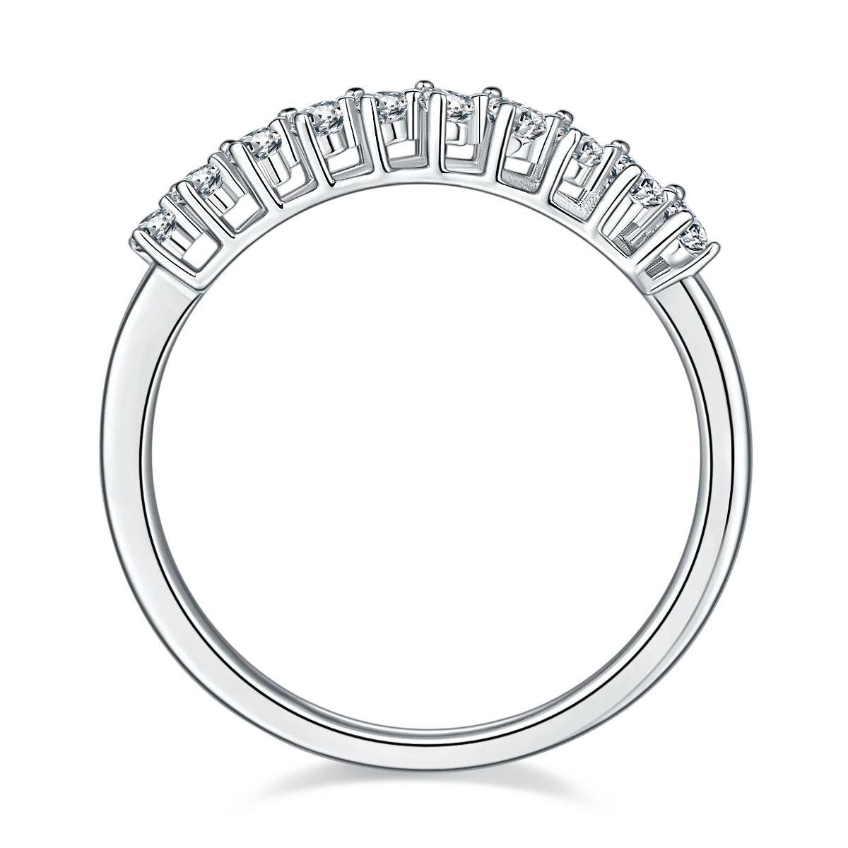 Pear Band Ring S925 White-Gold-Plated Silver Moissanite Anniversary Ring Women's Ring 1.0ct D