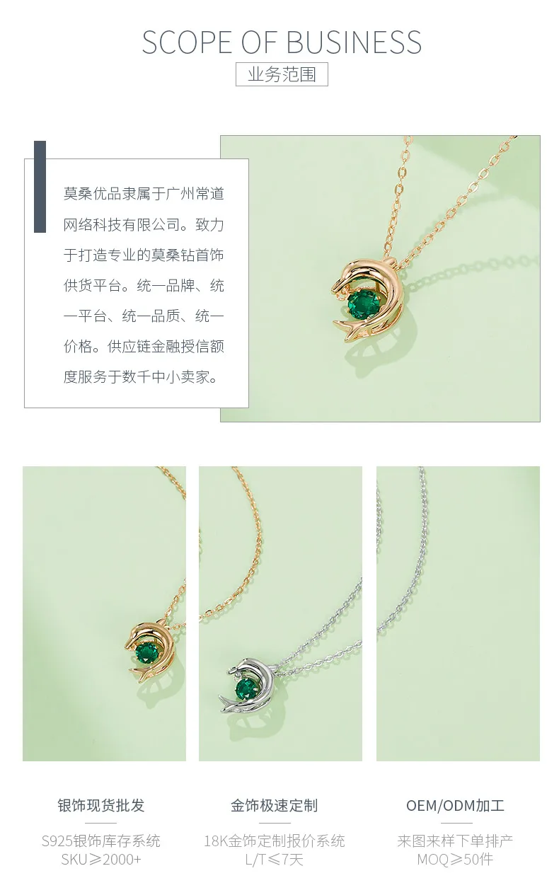 LP0076 Round Lab-Grown Emerald S925 White-Gold-Plated Silver/ Rose Gold Necklace
