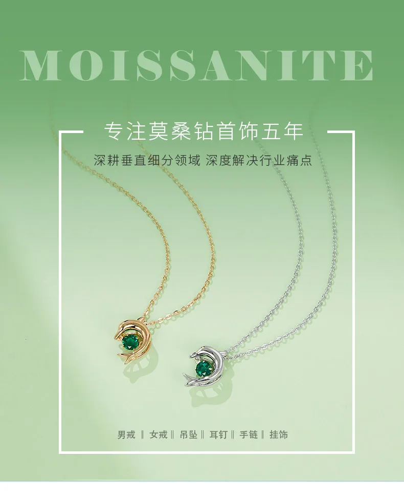 LP0076 Round Lab-Grown Emerald S925 White-Gold-Plated Silver/ Rose Gold Necklace