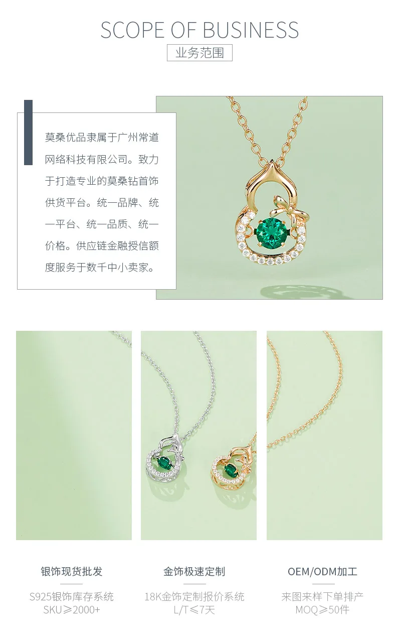 LP0023 Round Lab-Grown Emerald S925 White-Gold-Plated Silver/ Rose Gold Necklace