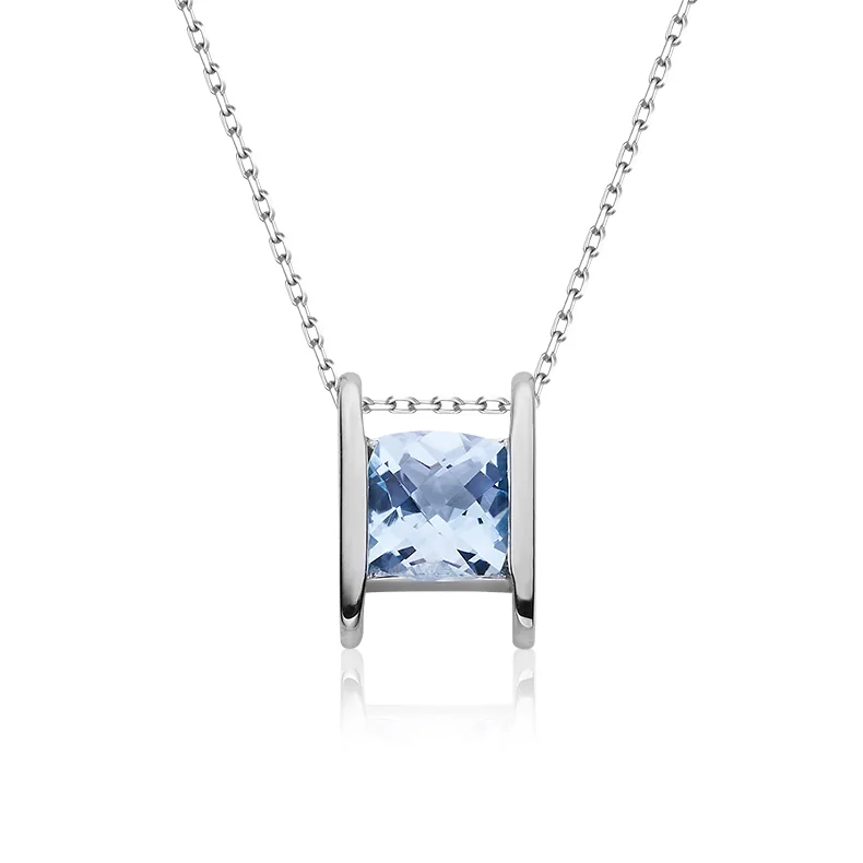 302412/N812172S925 S925 Silver 18K White Gold Garnet/ Amethyst/ Topaz Necklace