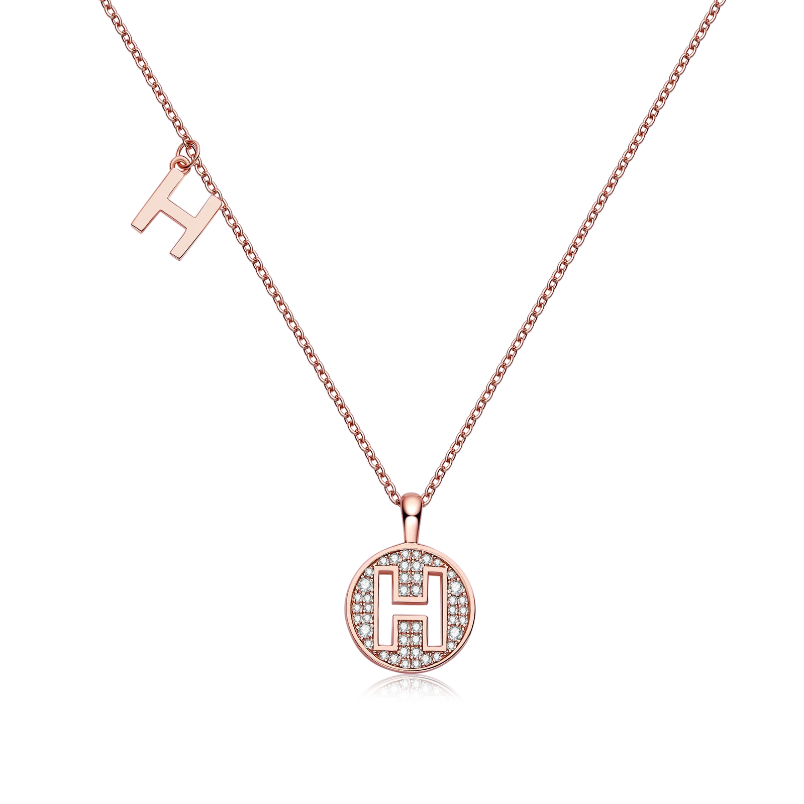 H Pendant S925 Rose-Gold-Plated Silver Moissanite Light Luxury Letter Necklace