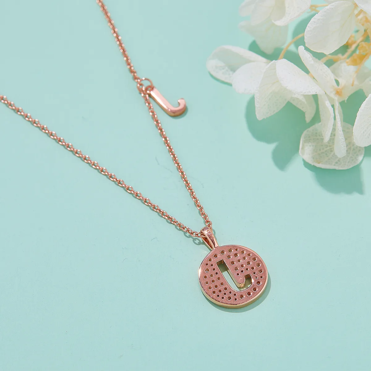 J Pendant S925 Rose-Gold-Plated Silver Moissanite Light Luxury Letter Necklace