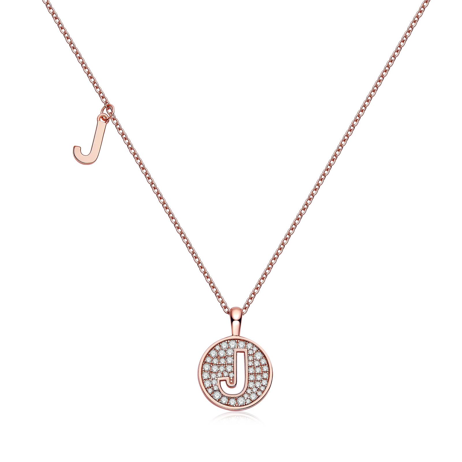 J Pendant S925 Rose-Gold-Plated Silver Moissanite Light Luxury Letter Necklace