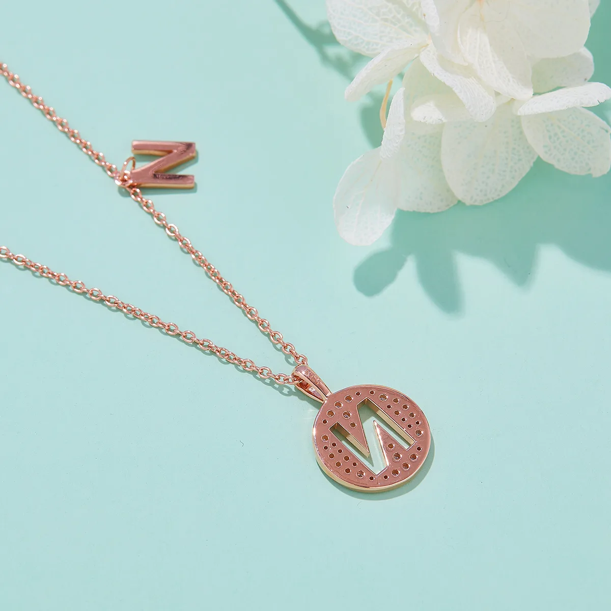 N Pendant S925 Rose-Gold-Plated Silver Moissanite Light Luxury Letter Necklace