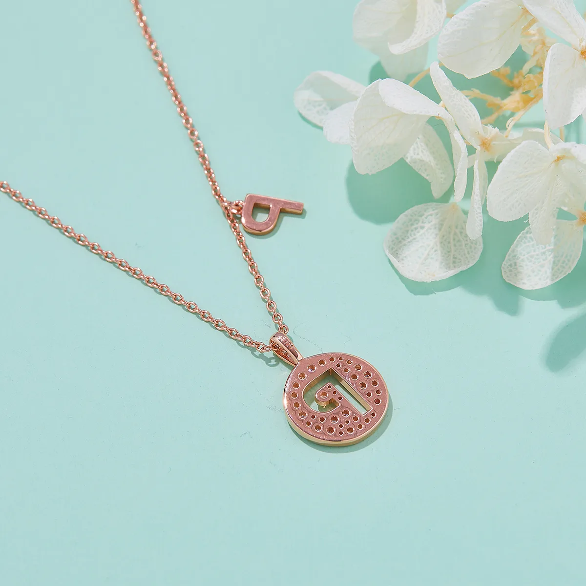 P Pendant S925 Rose-Gold-Plated Silver Moissanite Light Luxury Letter Necklace