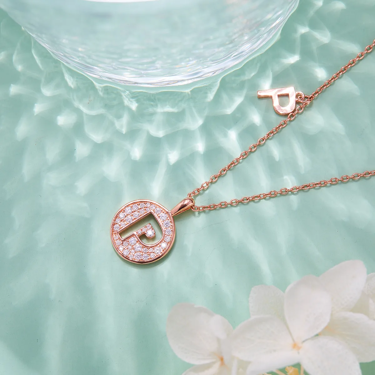 P Pendant S925 Rose-Gold-Plated Silver Moissanite Light Luxury Letter Necklace