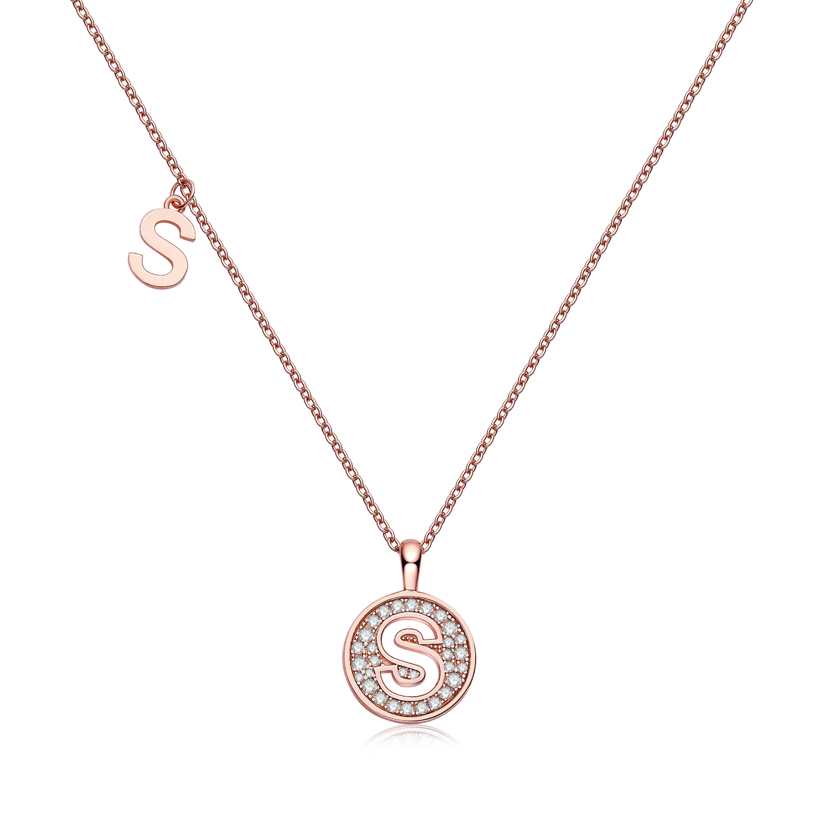 S Pendant S925 Rose-Gold-Plated Silver Moissanite Light Luxury Letter Necklace