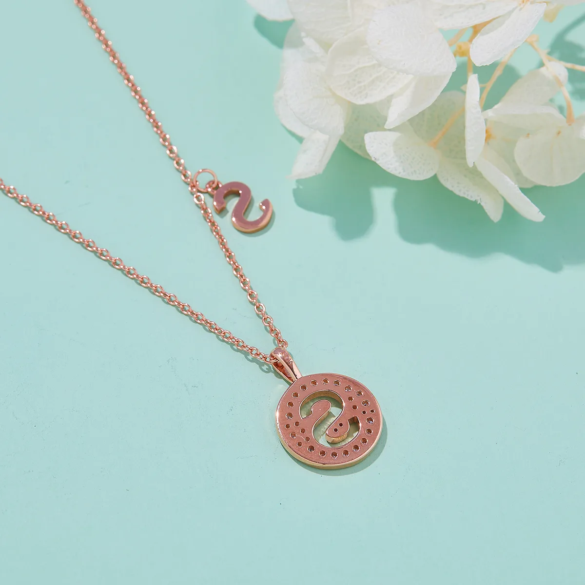 S Pendant S925 Rose-Gold-Plated Silver Moissanite Light Luxury Letter Necklace