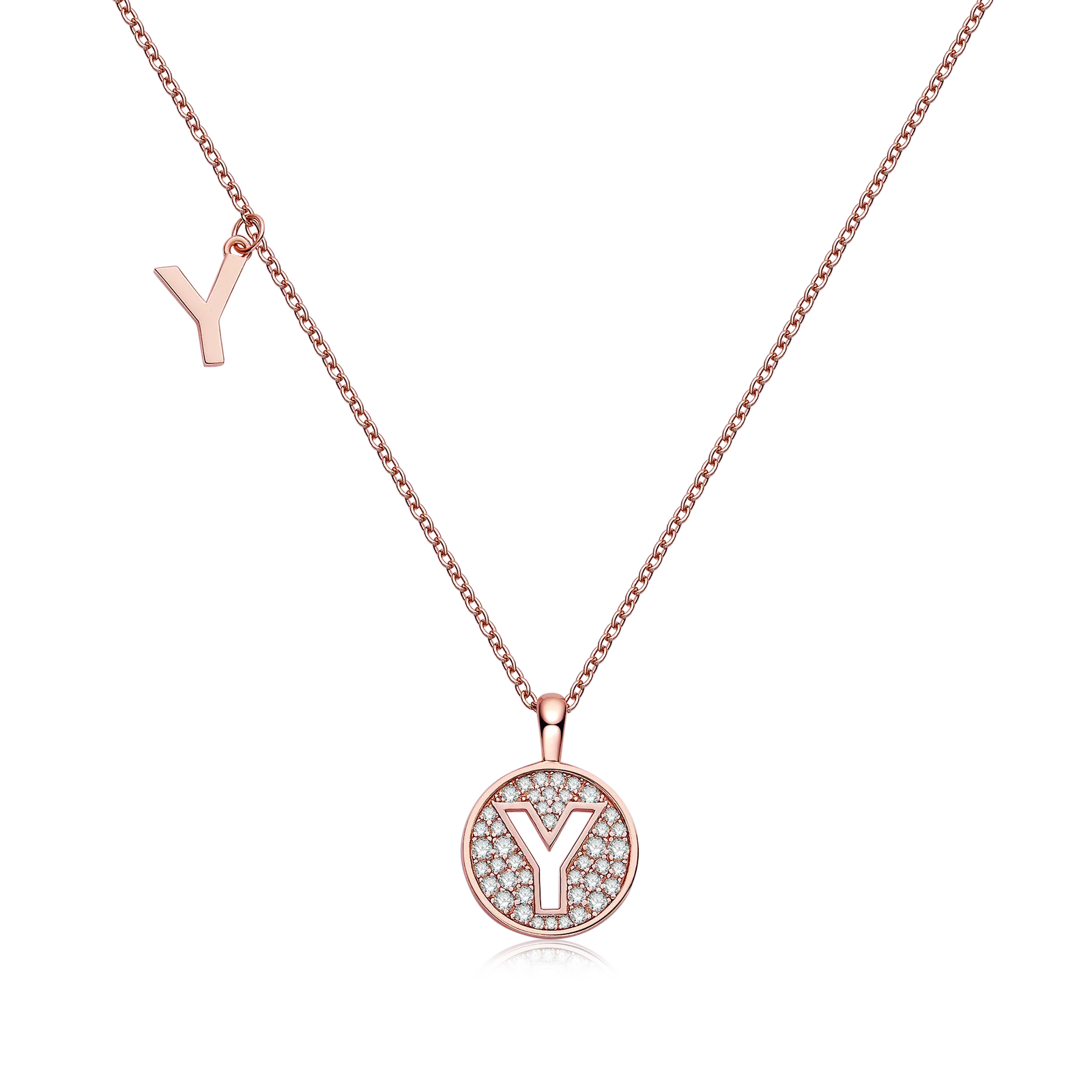 Y Pendant S925 Rose-Gold-Plated Silver Moissanite Light Luxury Letter Necklace