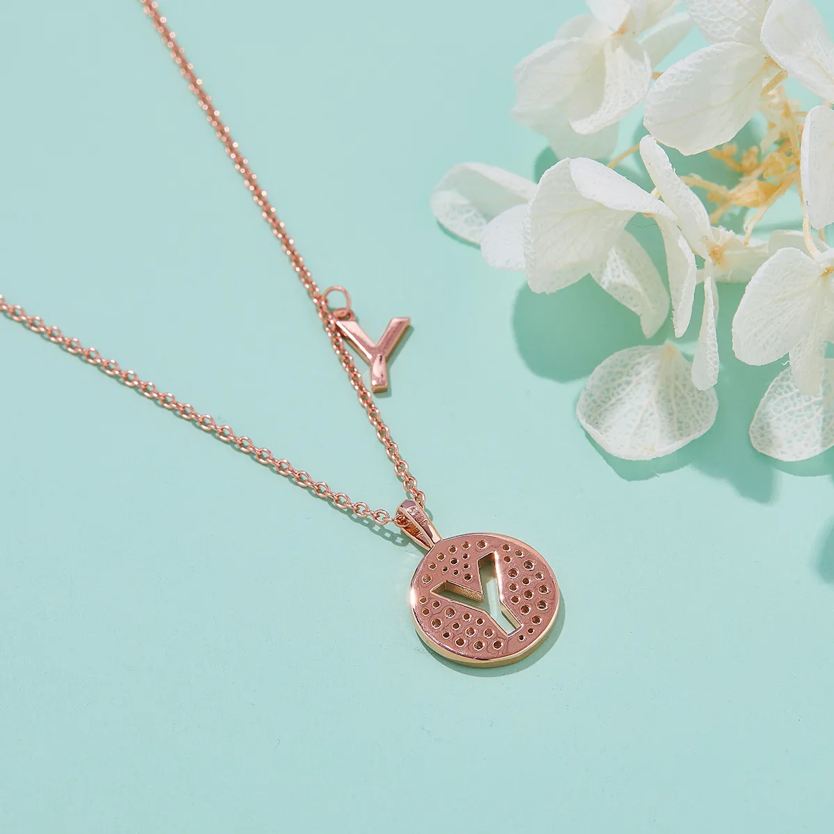 Y Pendant S925 Rose-Gold-Plated Silver Moissanite Light Luxury Letter Necklace