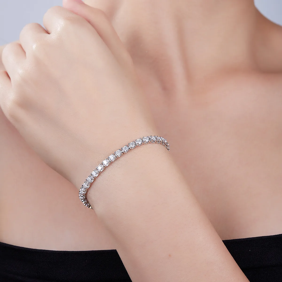 Classic Ox Tennis Bracelet S925 Silver 18K White Gold Moissanite D
