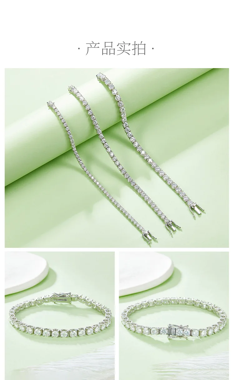 Classic Ox Tennis Bracelet S925 Silver 18K White Gold Moissanite D detail 4