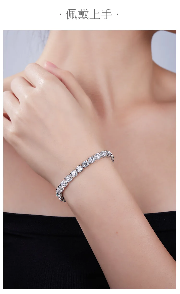 Classic Ox Tennis Bracelet S925 Silver 18K White Gold Moissanite D detail 6