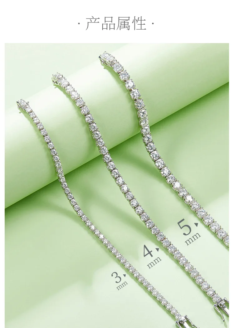 Classic Ox Tennis Bracelet S925 Silver 18K White Gold Moissanite D detail 2