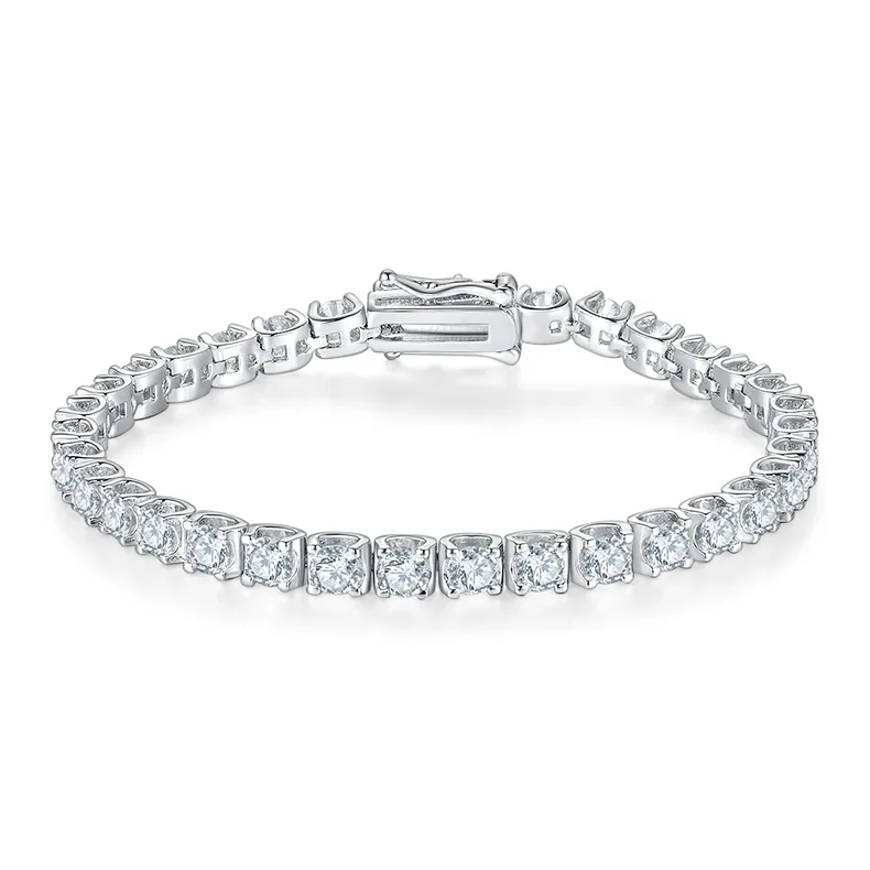 Classic Ox Tennis Bracelet S925 Silver 18K White Gold Moissanite D