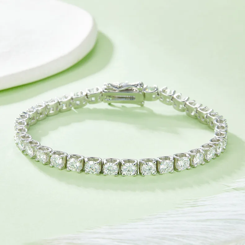 Classic Ox Tennis Bracelet S925 Silver 18K White Gold Moissanite D
