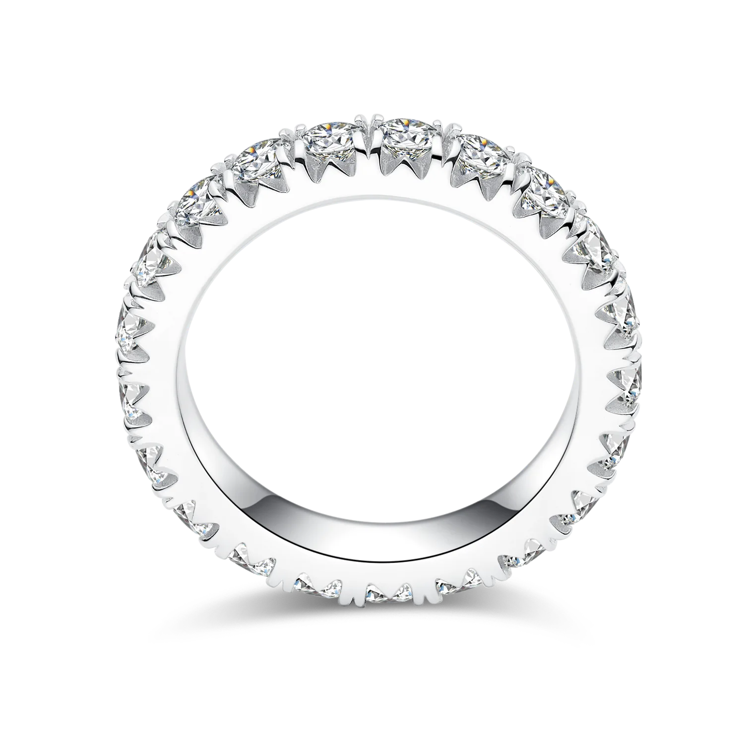 Full-Circle Ring Guard S925 White-Gold-Plated Silver Moissanite Melee Promise Ring 3.0mm