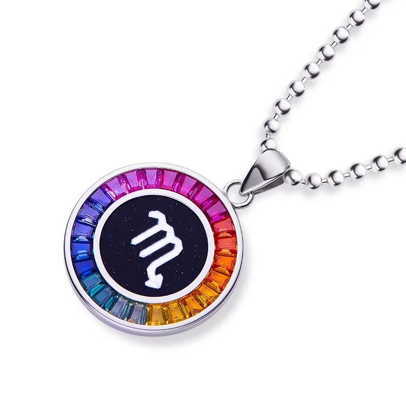 Scorpio Multicolor Synthetic Gemstone Horoscope Necklace S925 White-Gold-Plated Silver