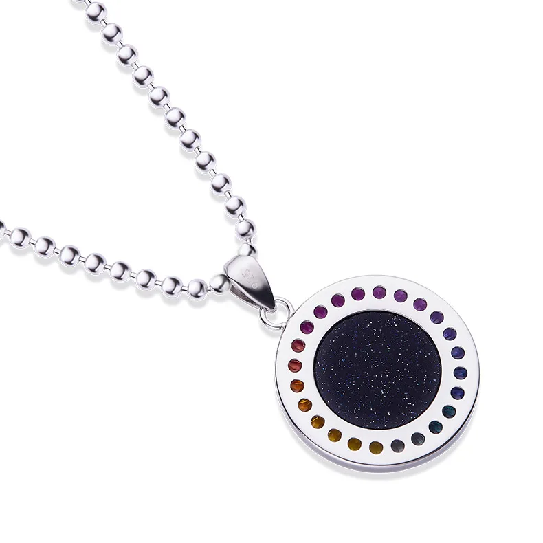 Pisces Multicolor Synthetic Gemstone Horoscope Necklace S925 White-Gold-Plated Silver