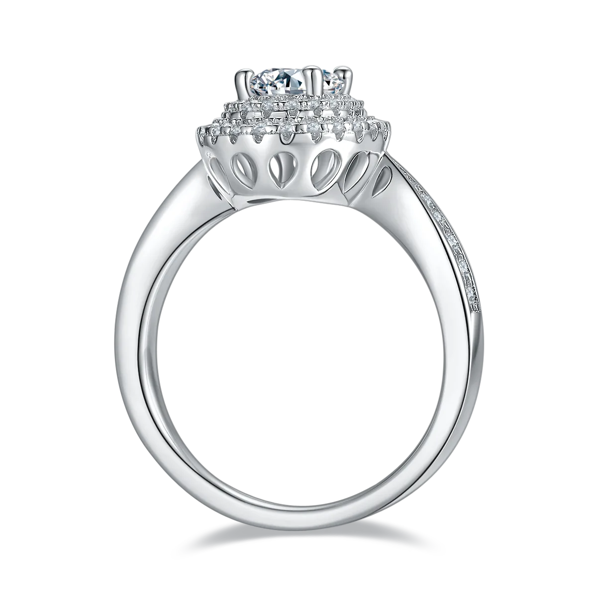 Luxury Pavé Oval S925 White-Gold-Plated Silver Moissanite Wedding Band Women's Ring 1.0ct D