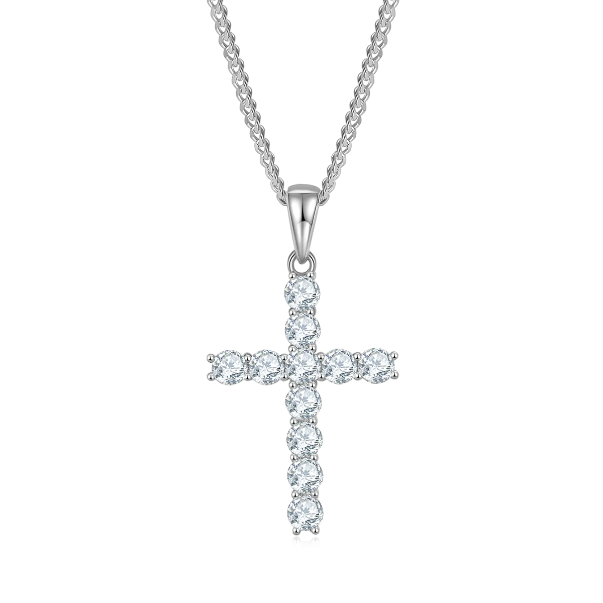Classic Cross Necklace S925 Silver Pendant Moissanite 4.0mmD