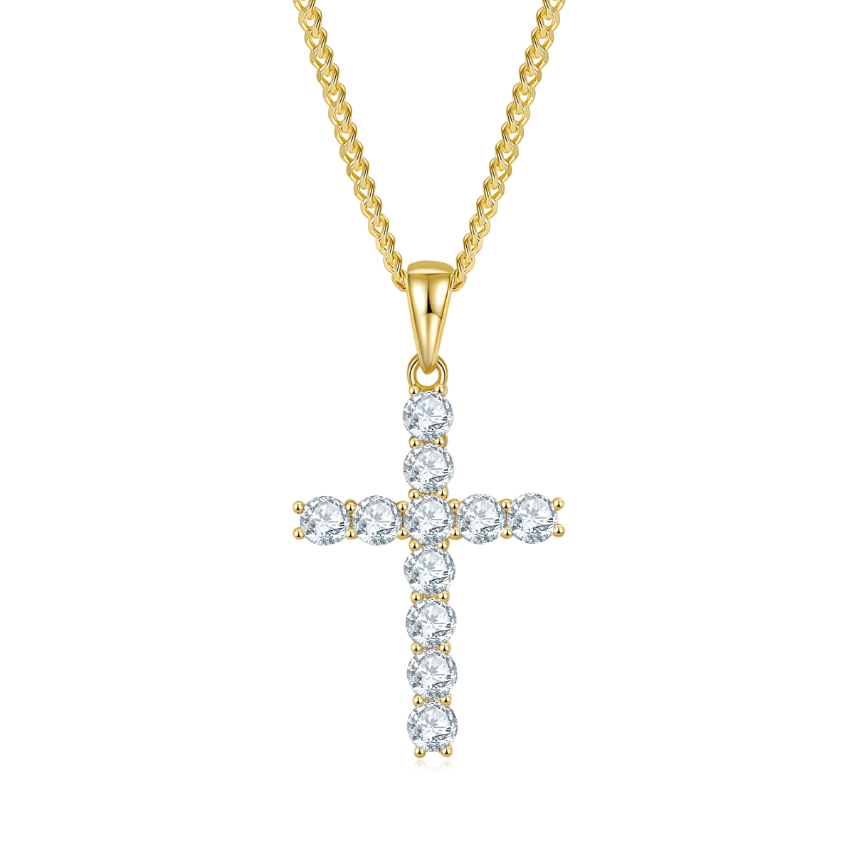 Classic Cross Necklace S925 Silver Pendant Moissanite 4.0mmD