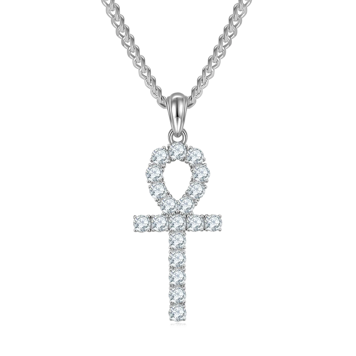 Fashion Cross Necklace S925 Silver Pendant Moissanite 3.0mmD