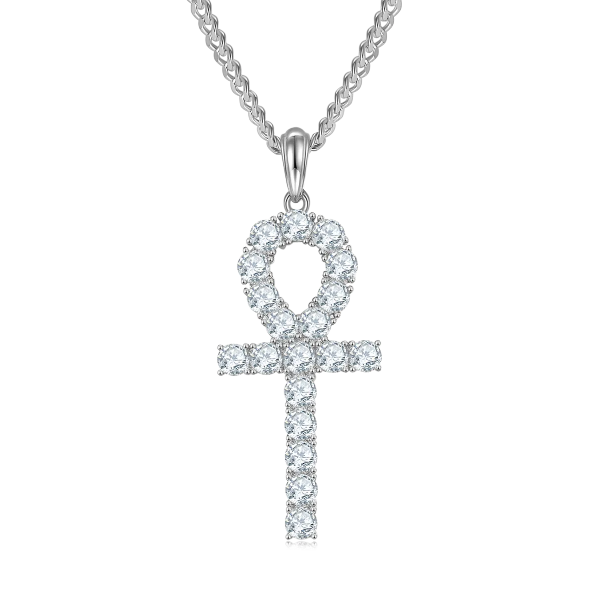 Fashion Cross Necklace S925 Silver Pendant Moissanite 4.0mmD