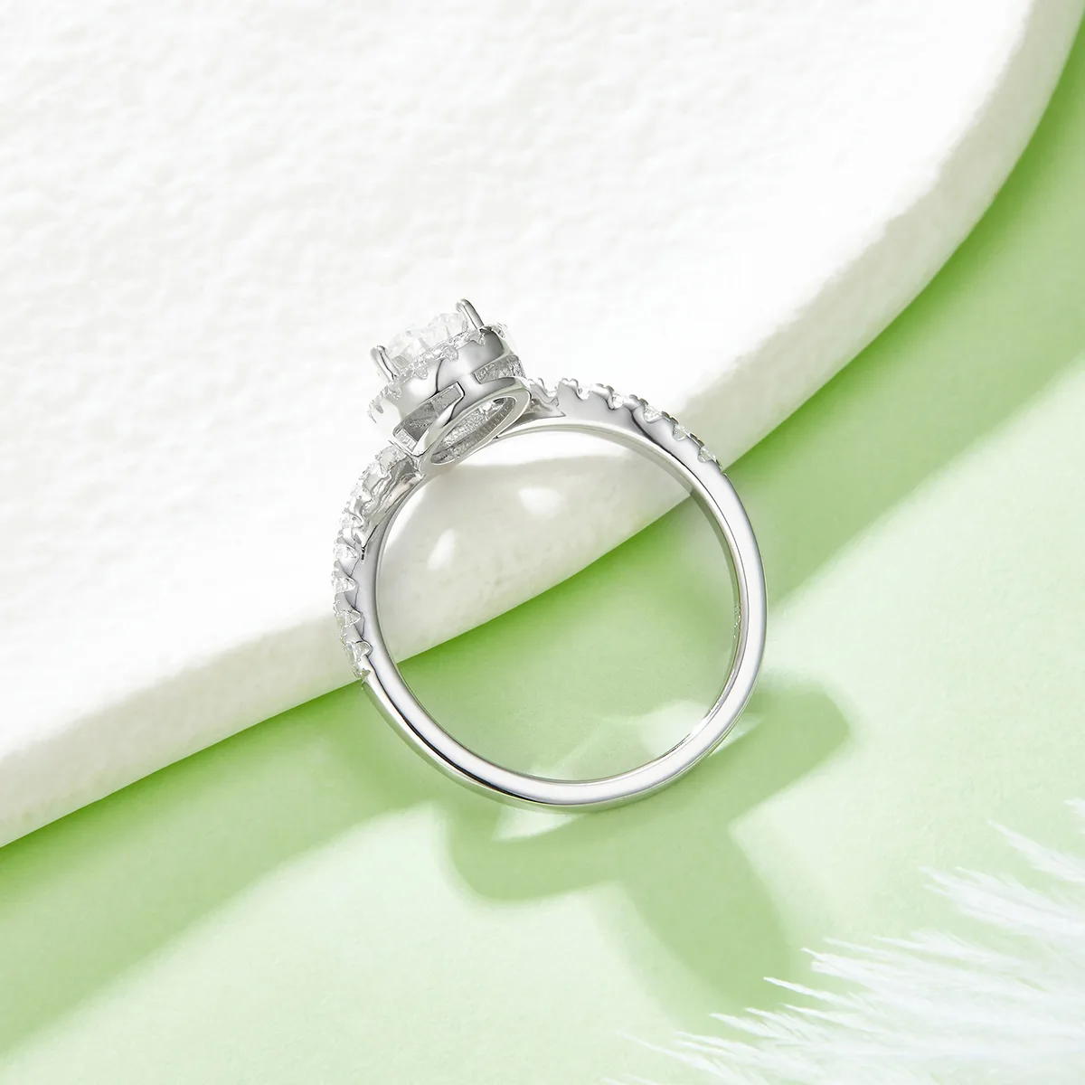 V Minimalist Teardrop S925 White-Gold-Plated Silver Multi Moissanite Engagement Ring Women's Ring 1ct D
