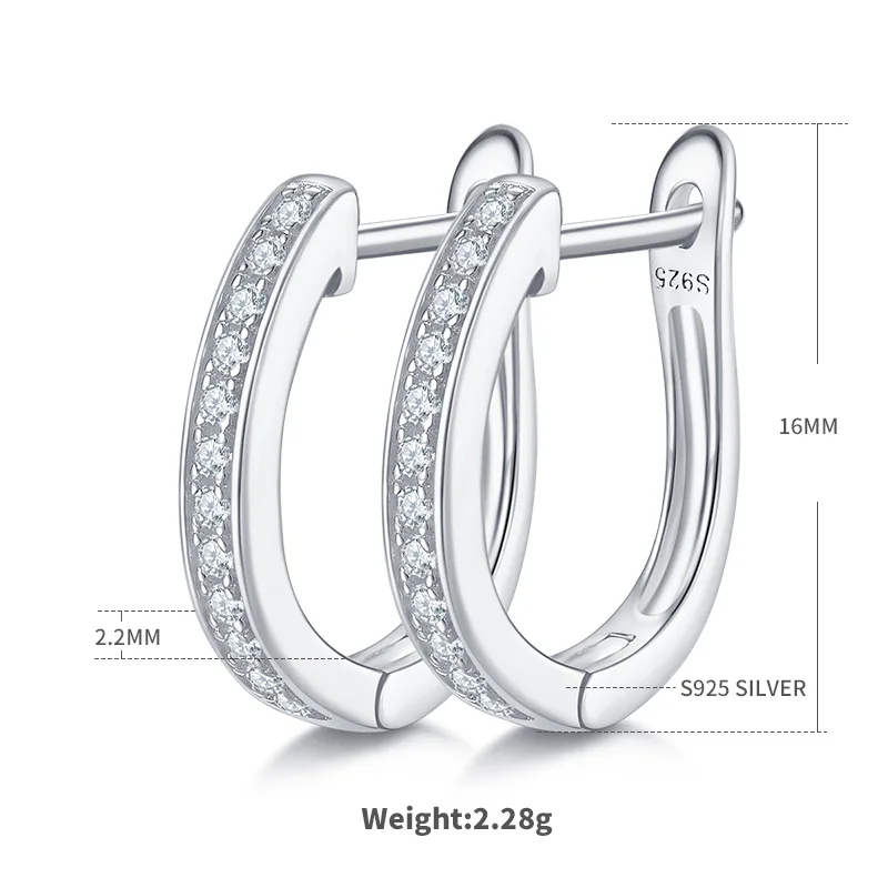 Single-Row Half Earrings S925 Silver Moissanite Melee D 0.2CT