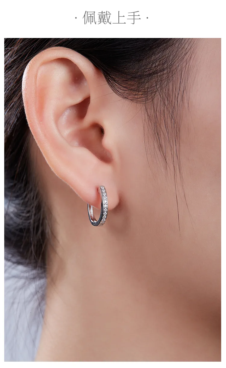 Single-Row Half Earrings S925 Silver Moissanite Melee D 0.2CT detail 6