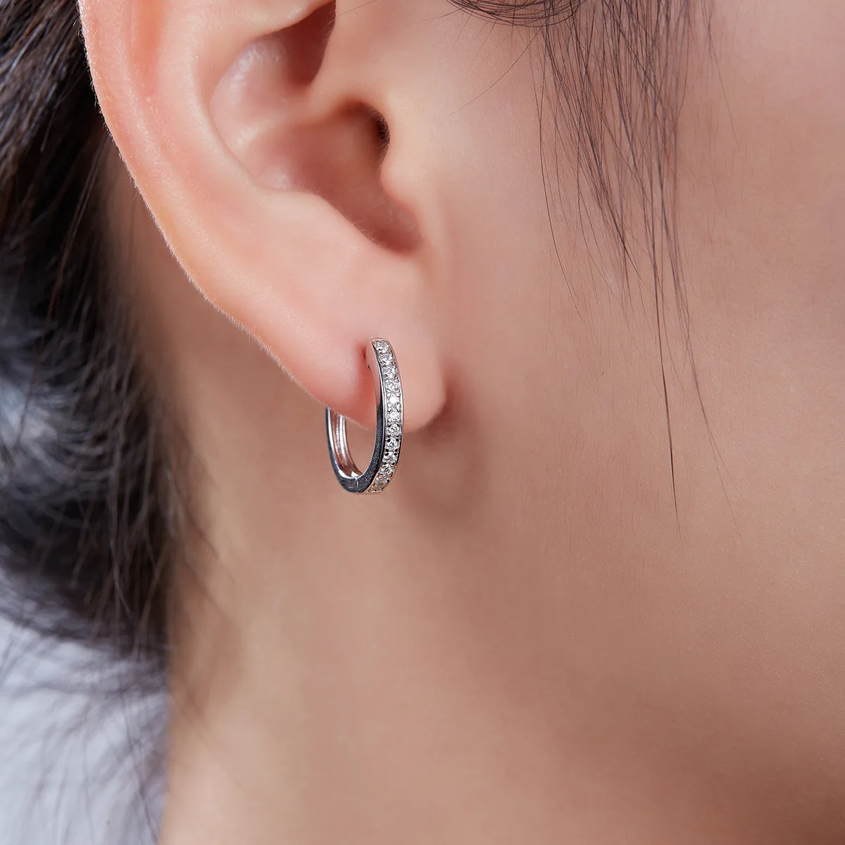 Single-Row Half Earrings S925 Silver Moissanite Melee D 0.2CT