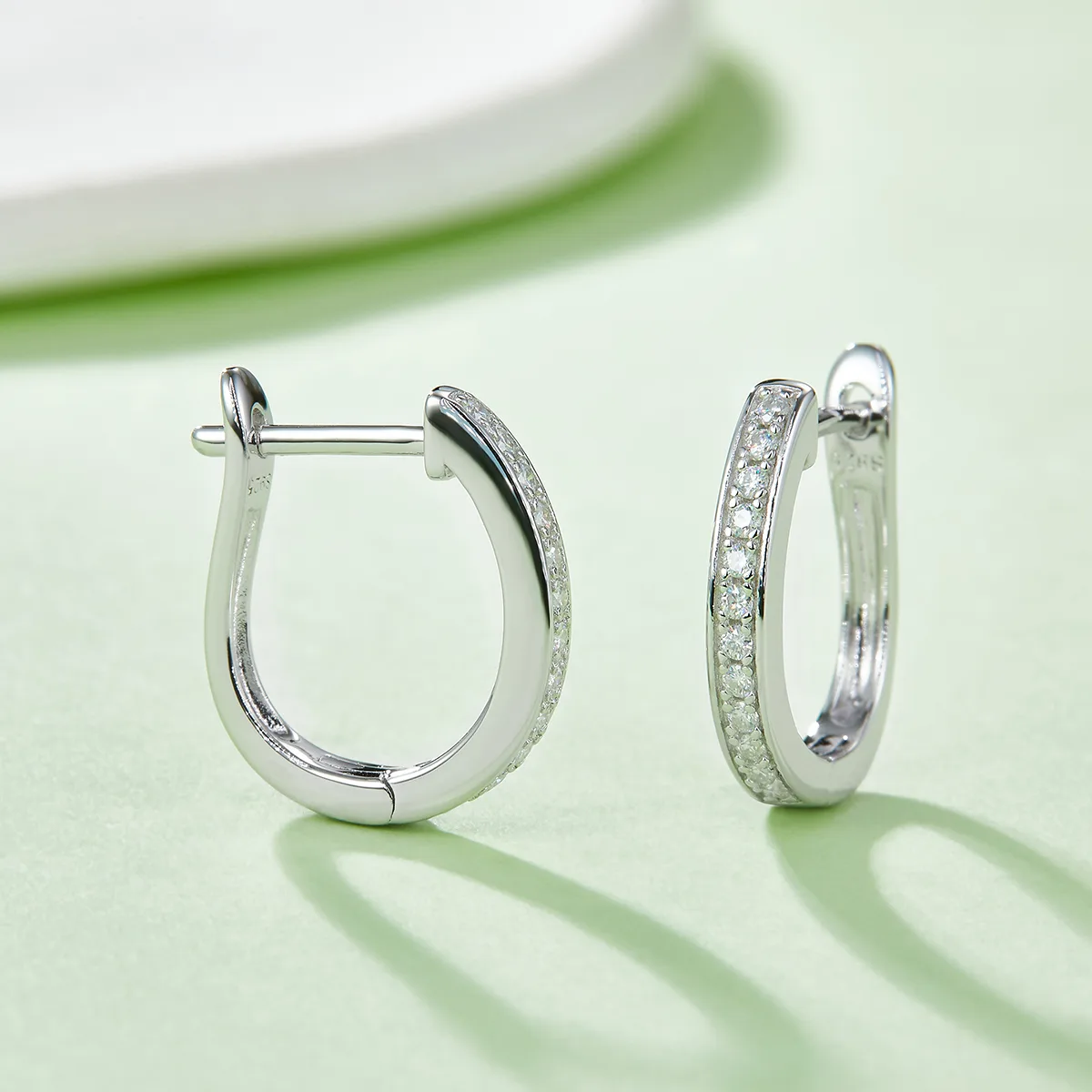 Single-Row Half Earrings S925 Silver Moissanite Melee D 0.2CT