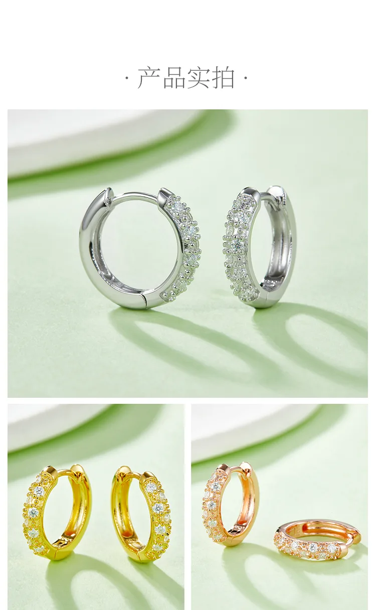 Double-Row Half Earrings S925 Silver Moissanite Melee D 0.27CT detail 4