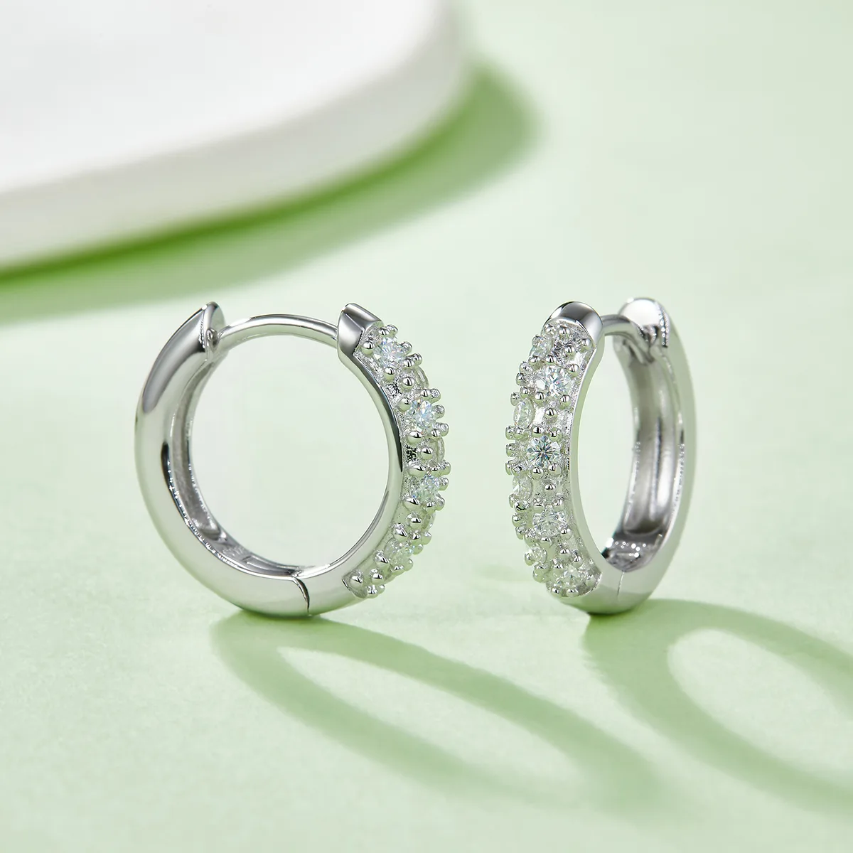Double-Row Half Earrings S925 Silver Moissanite Melee D 0.27CT