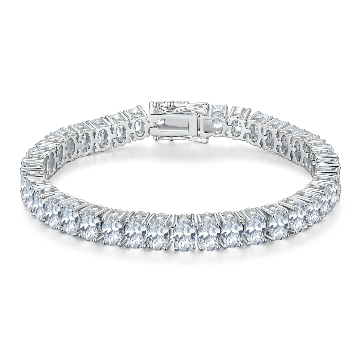 Oval Mixed Stones Tennis Necklace S925 White-Gold-Plated Silver Bracelet Moissanite 0.5CT/ Stones DVVS