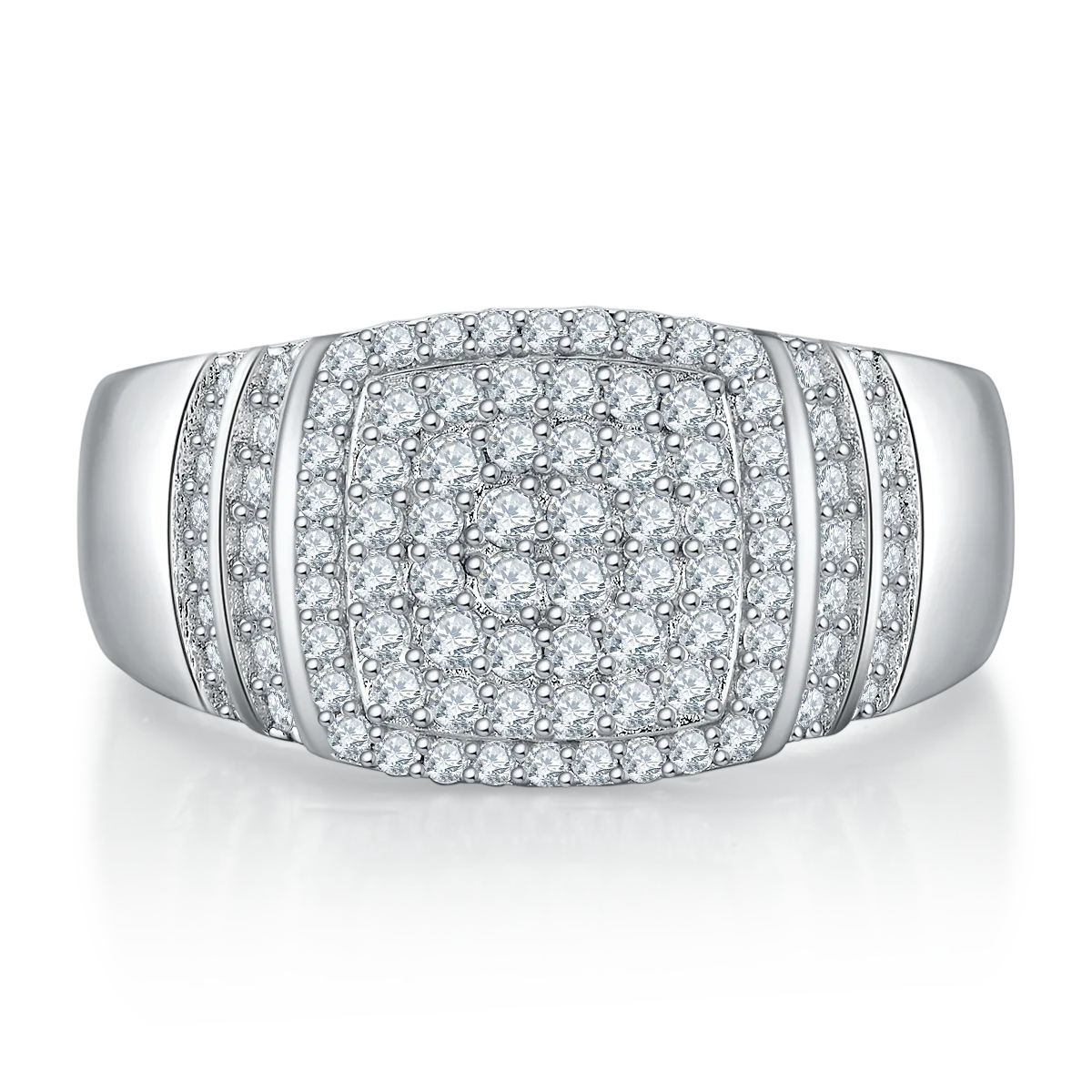 R6471 Luxury Pavé S925 White-Gold-Plated Silver Moissanite Men