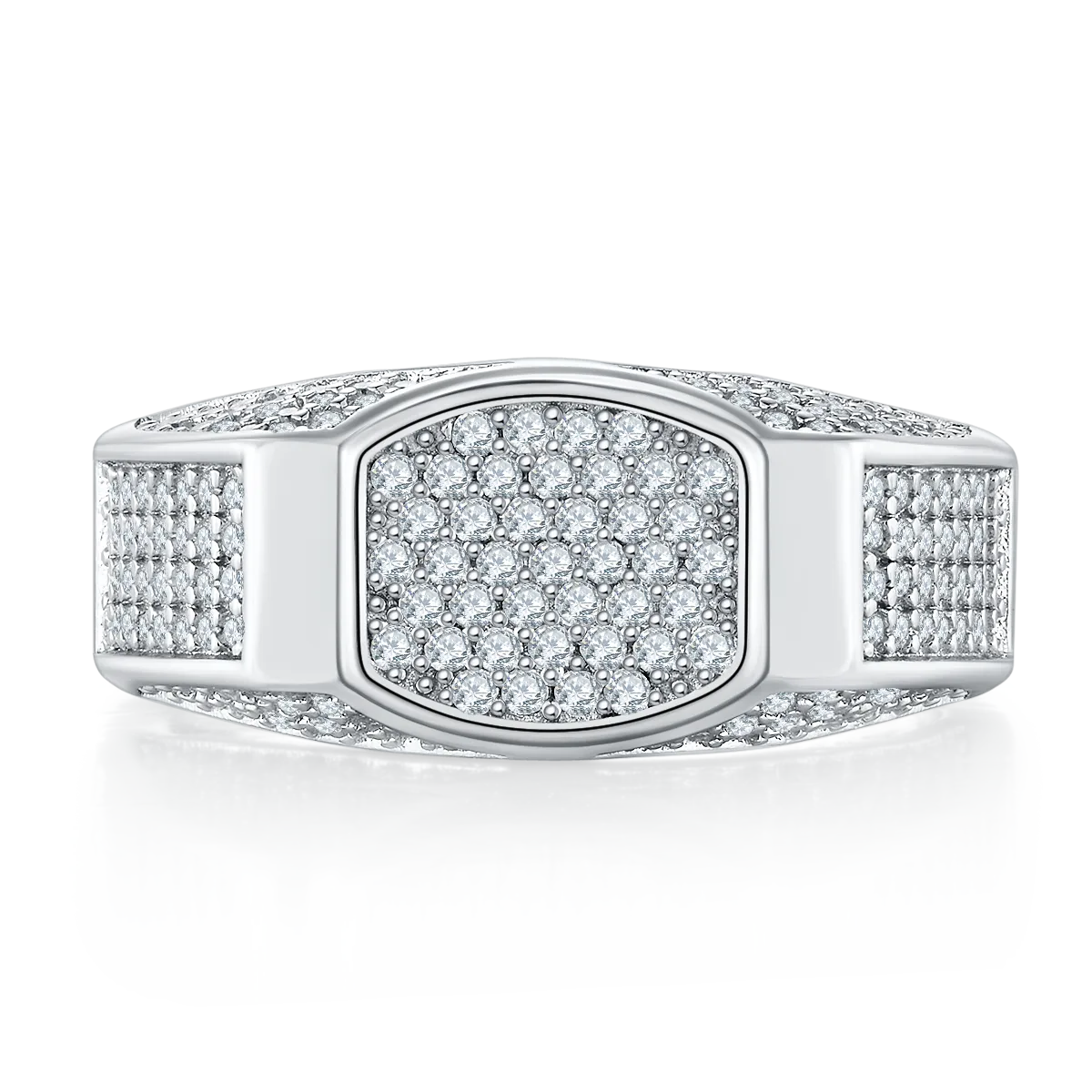 R6477 Luxury Pavé S925 White-Gold-Plated Silver Moissanite Men