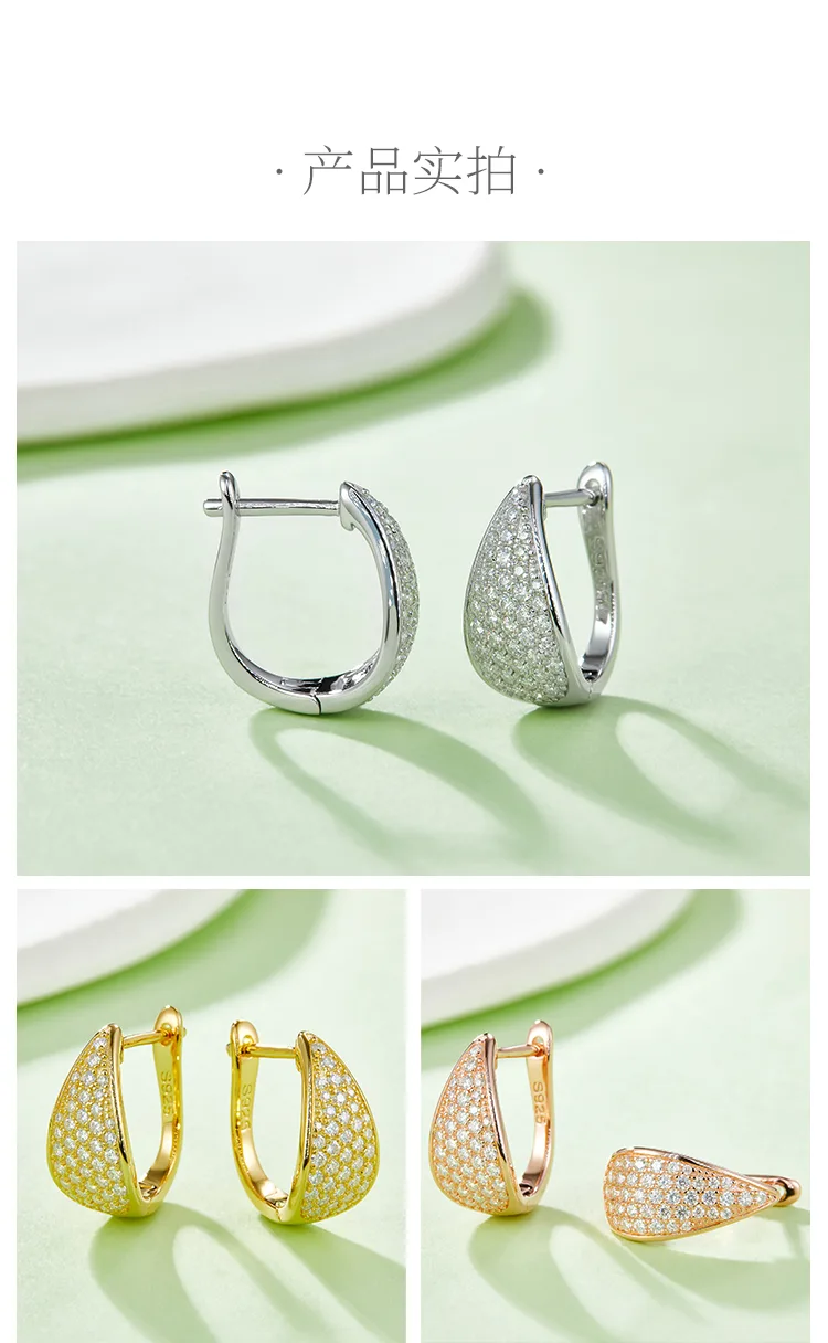 Row Half Earrings S925 Silver Moissanite Melee D 0.57CT detail 4