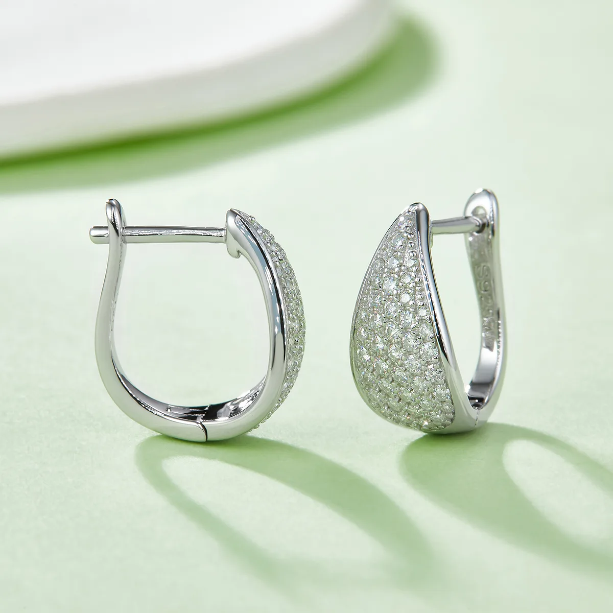 Row Half Earrings S925 Silver Moissanite Melee D 0.57CT