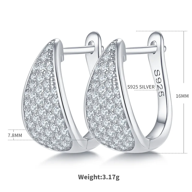 Row Half Earrings S925 Silver Moissanite Melee D 0.57CT
