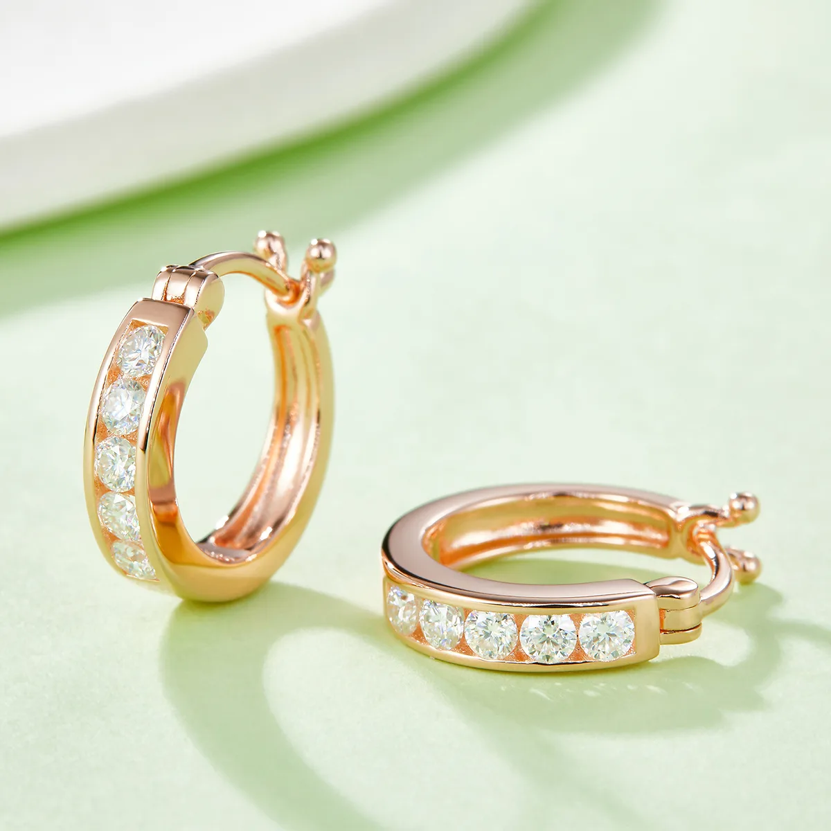 Single-Row Half Earrings S925 Silver Moissanite Melee D 0.45CT