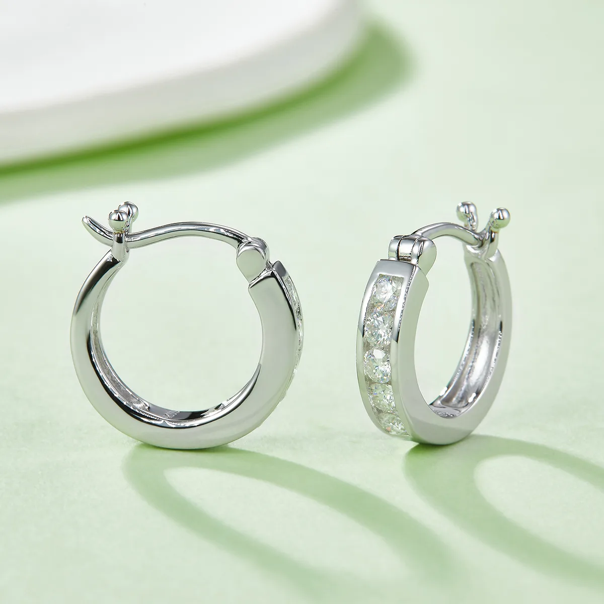 Single-Row Half Earrings S925 Silver Moissanite Melee D 0.45CT