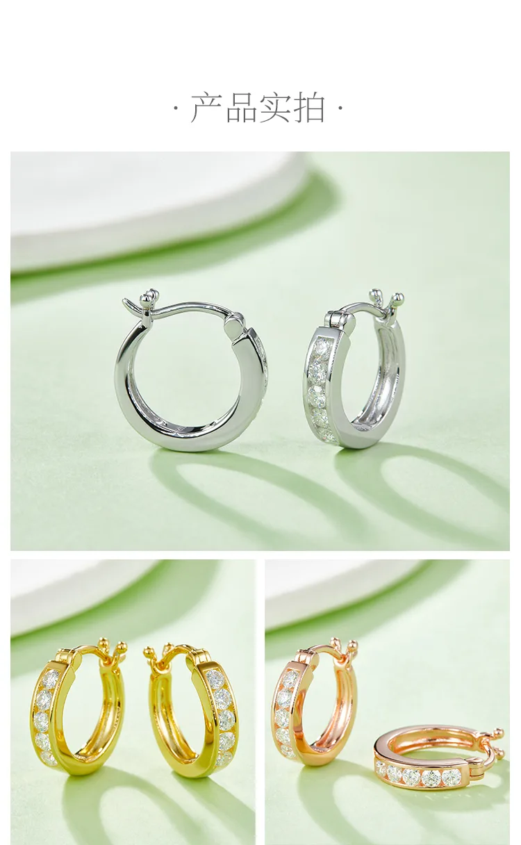 Single-Row Half Earrings S925 Silver Moissanite Melee D 0.45CT detail 4