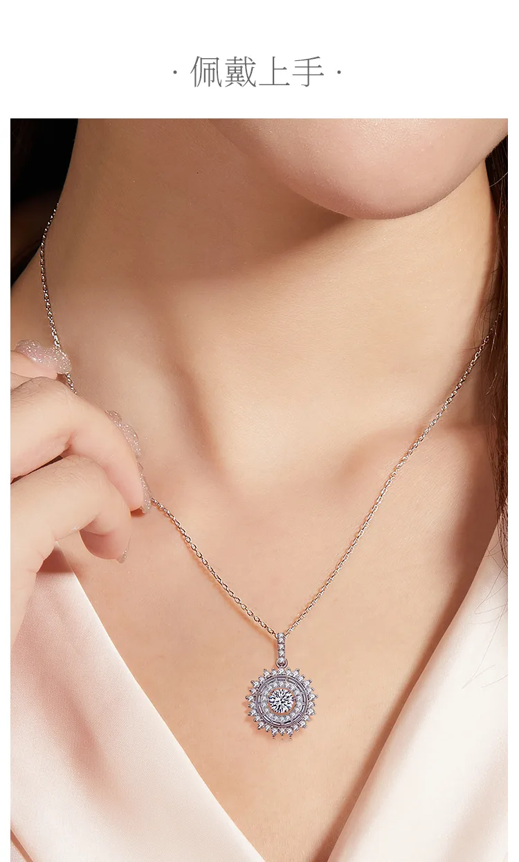 Spirit Sparkling Brilliant S925 White-Gold-Plated Silver Moissanite Necklace 0.5