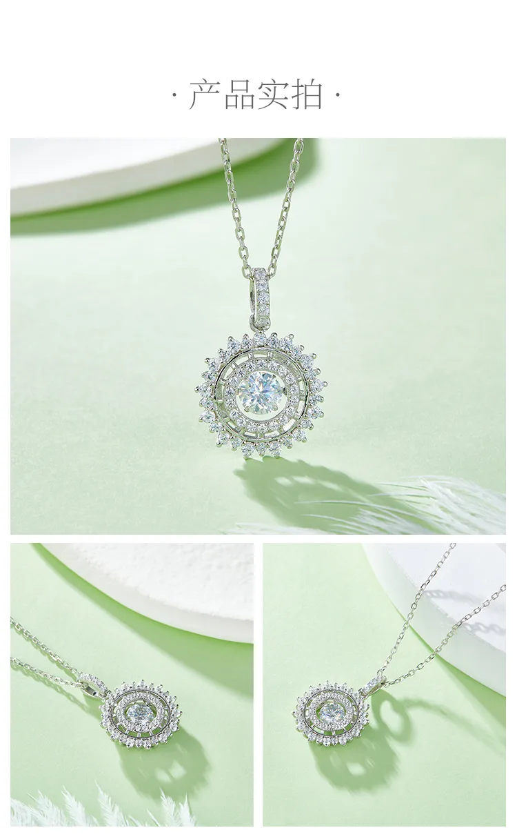 Spirit Sparkling Brilliant S925 White-Gold-Plated Silver Moissanite Necklace 0.5