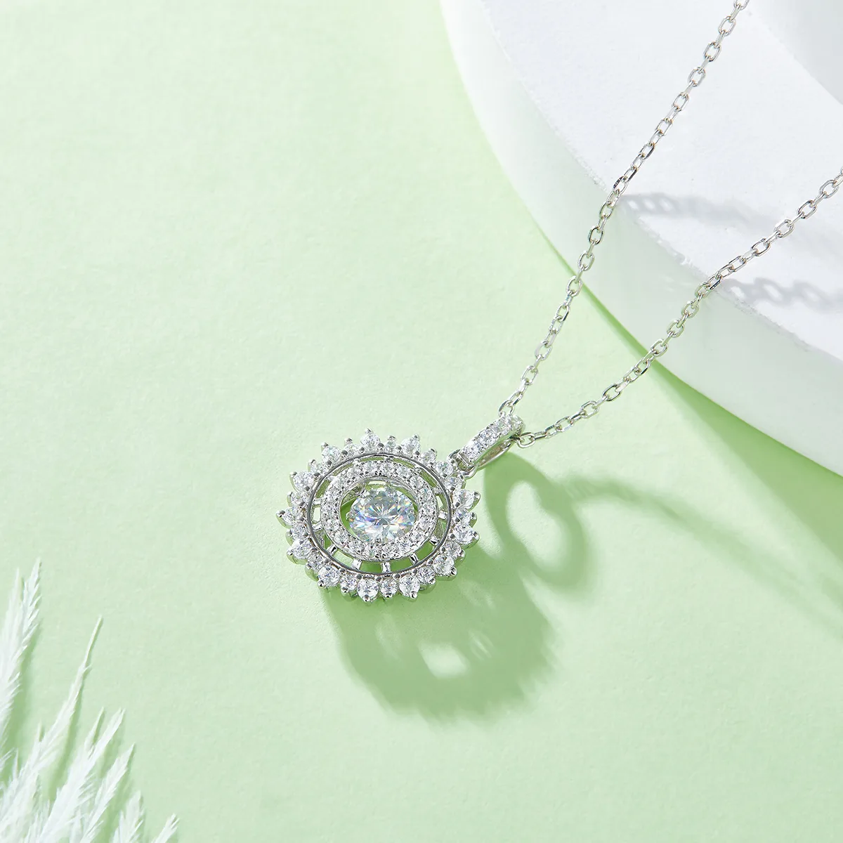 Spirit Sparkling Brilliant S925 White-Gold-Plated Silver Moissanite Necklace 0.5ct D