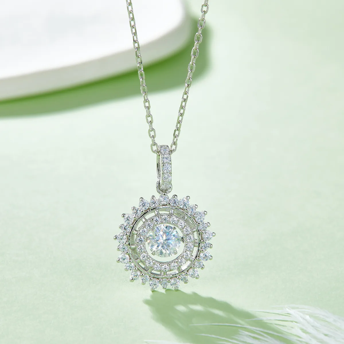 Spirit Sparkling Brilliant S925 White-Gold-Plated Silver Moissanite Necklace 0.5ct D